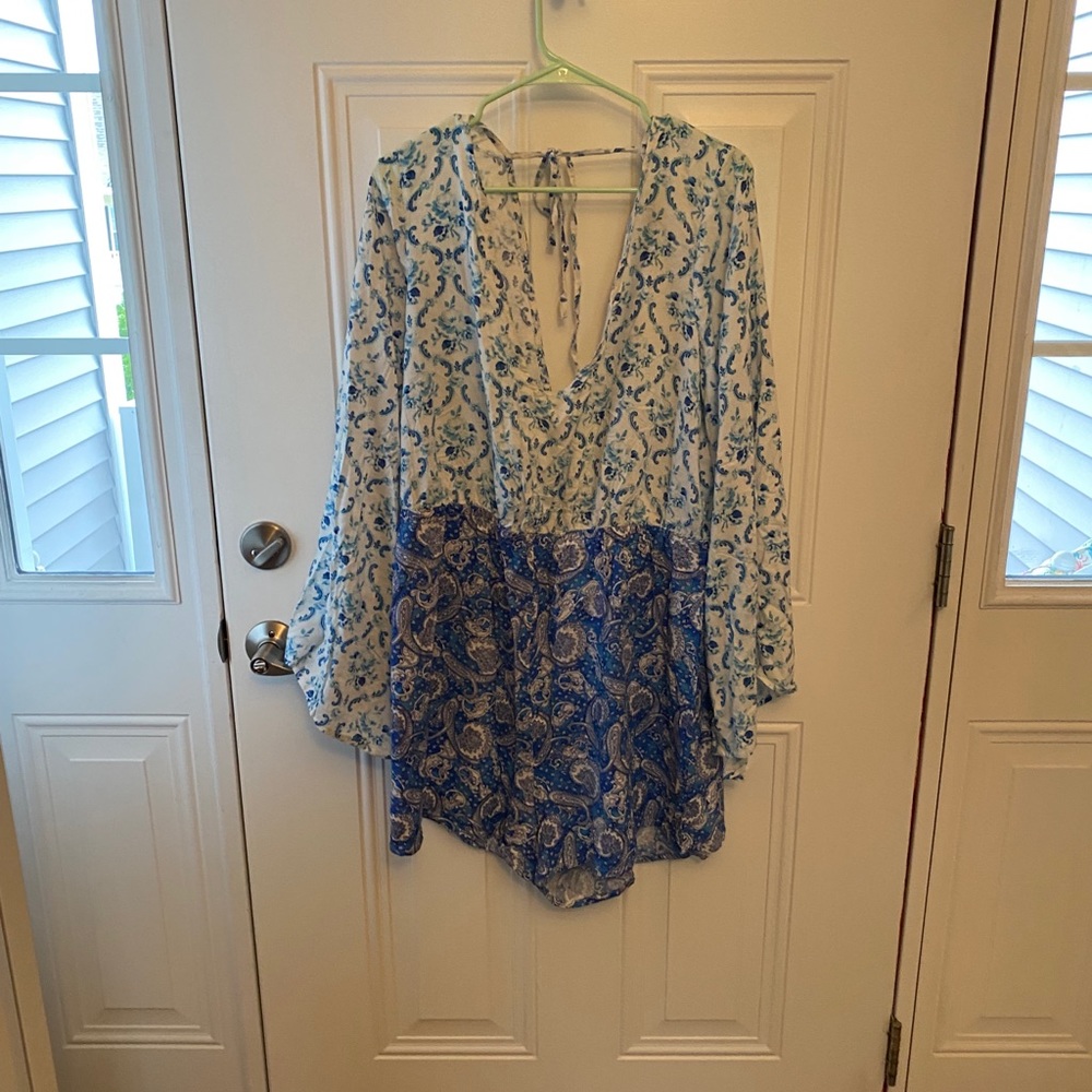 Asos Design Curve Beach Romper In Mixed Paisley - image 3